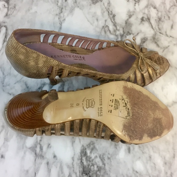 Vintage Kenneth Cole Snake Print Lattice Open Weave Sz 8 - Picture 5 of 7